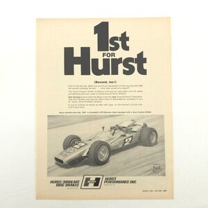 VTG Hurst 1969 STP Brawner Hawk Advertising Print Ad Mario Andretti Indy Car